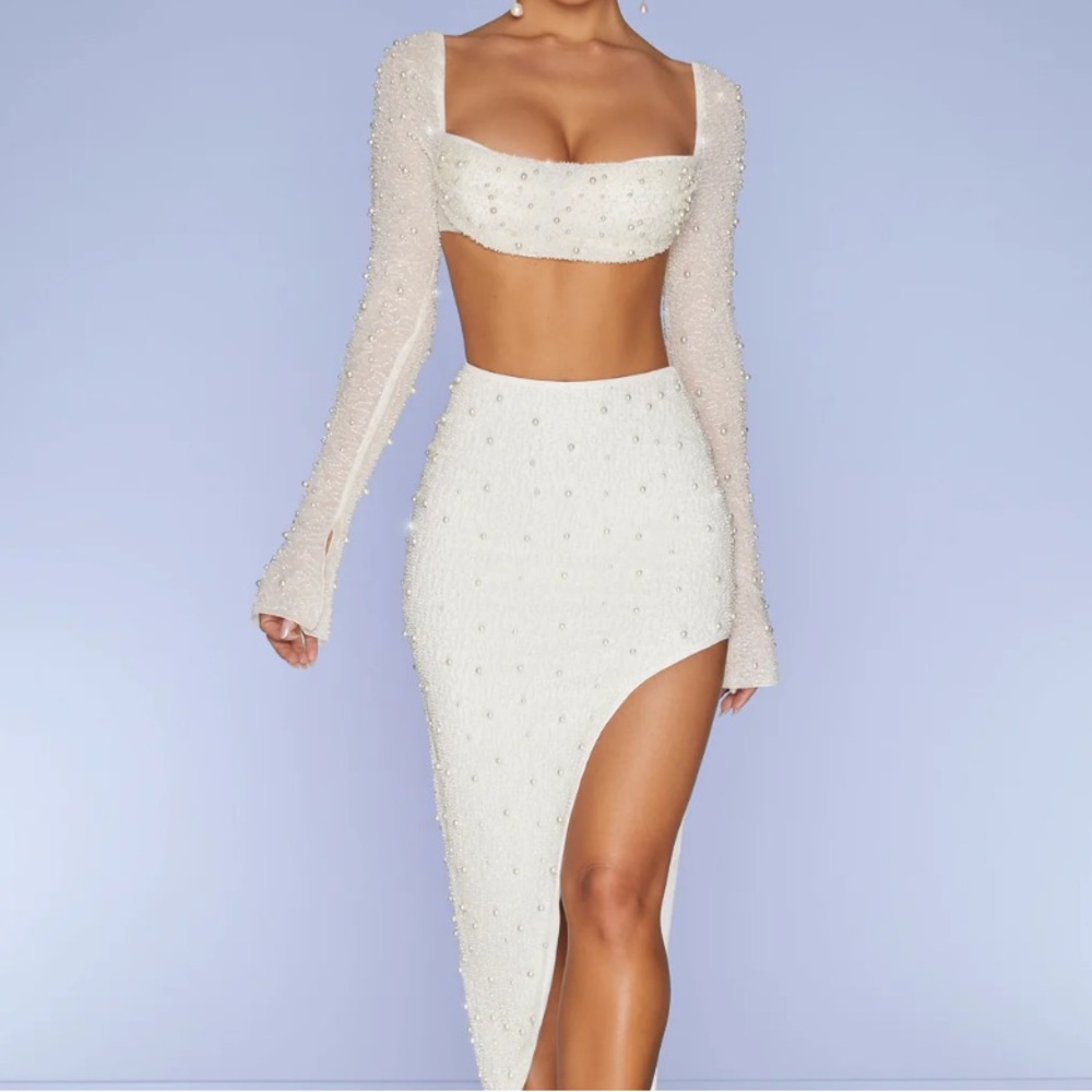 Oh Polly Pearl embellished ivory set
